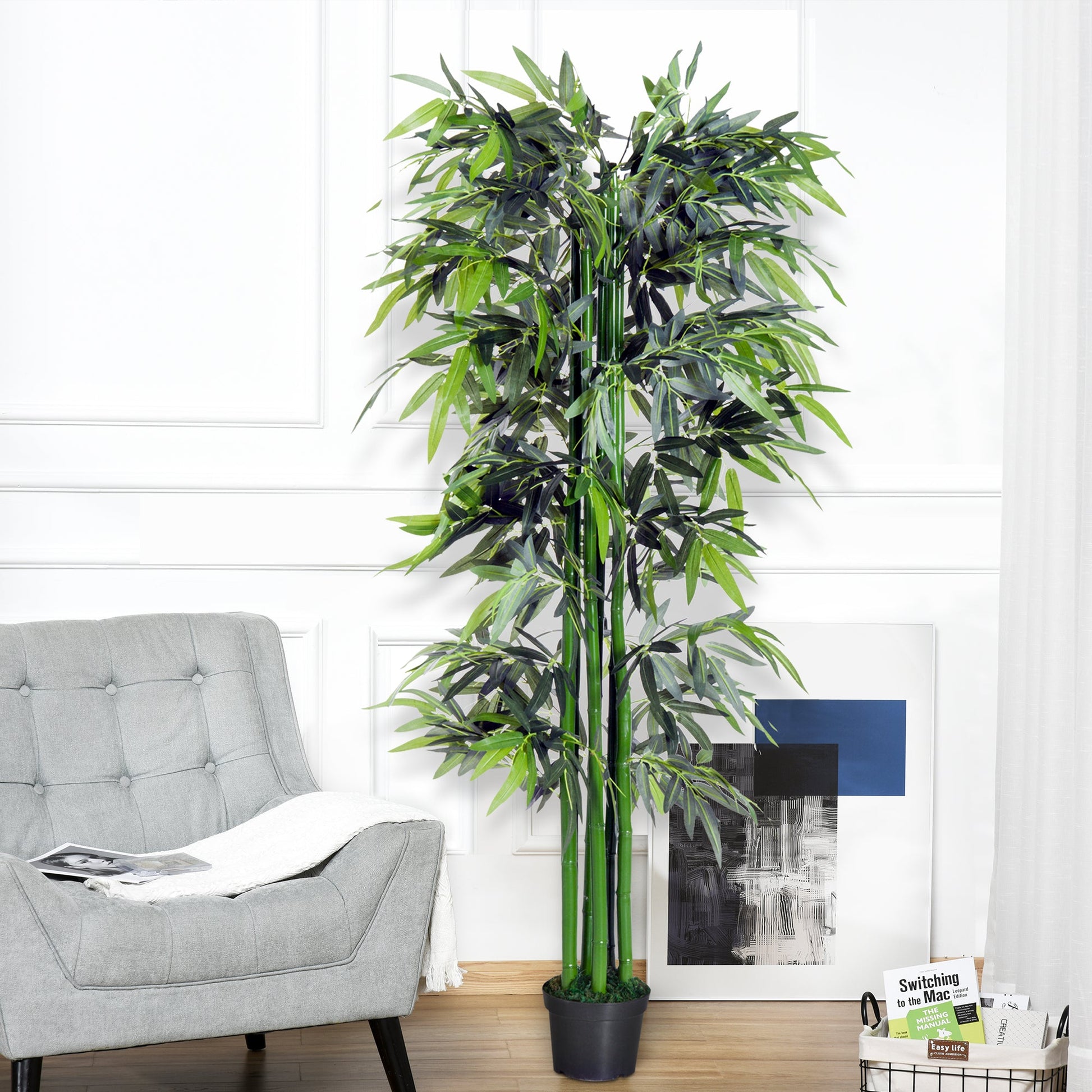 6FT Artificial Bamboo Tree Fake Decorative Plant with Nursery Pot for Indoor Outdoor Décor Artificial Trees   at Gallery Canada