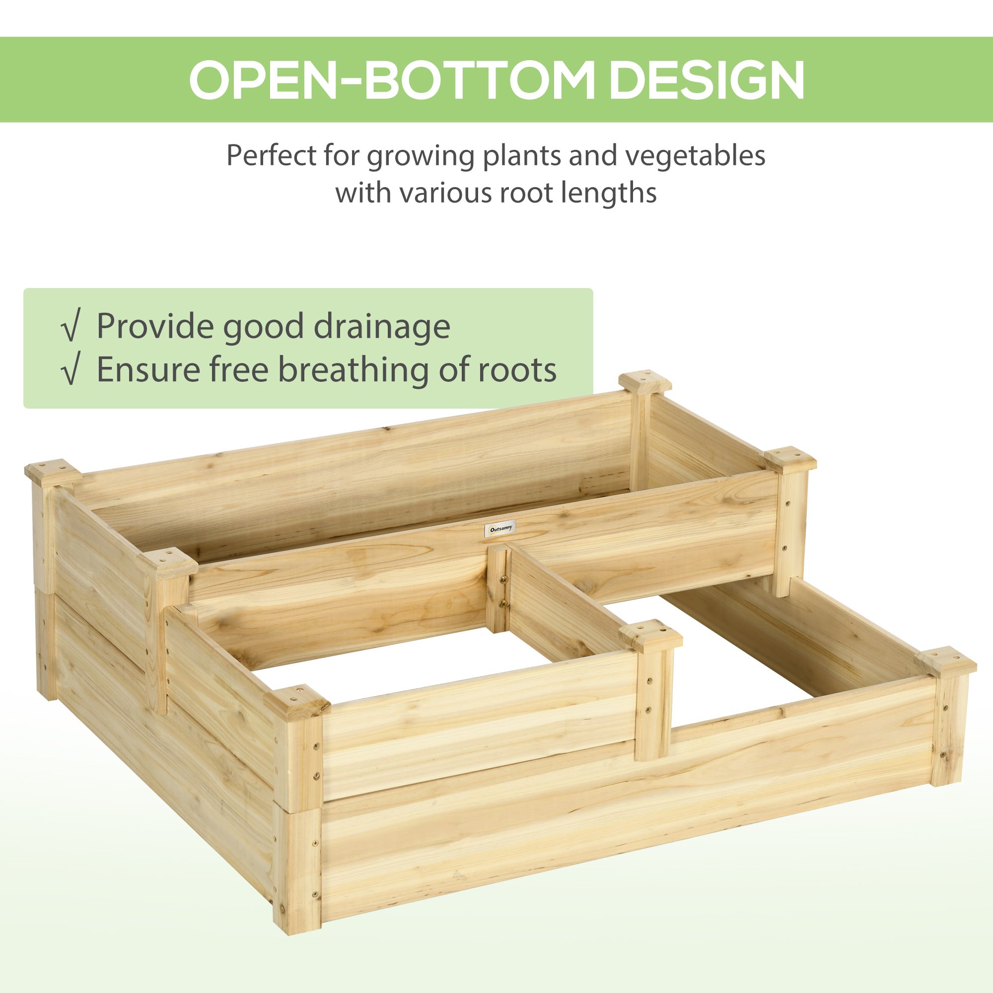 3 Tier Raised Garden Bed, Wooden Raised Planter Box Kit for Growing Vegetables, Herbs, Flowers, 42.5