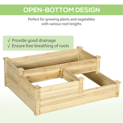 3 Tier Raised Garden Bed, Wooden Raised Planter Box Kit for Growing Vegetables, Herbs, Flowers, 42.5"x 34.6" x14.2", Natural Wooden Planter Boxes   at Gallery Canada