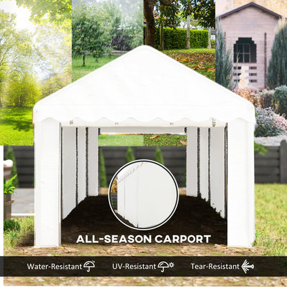 10 x 20ft Portable Garage Heavy Duty Carport with 2 Roll-up Doors and Removable Sidewalls for Car, Truck, Boat, White Car Shelters at Gallery Canada