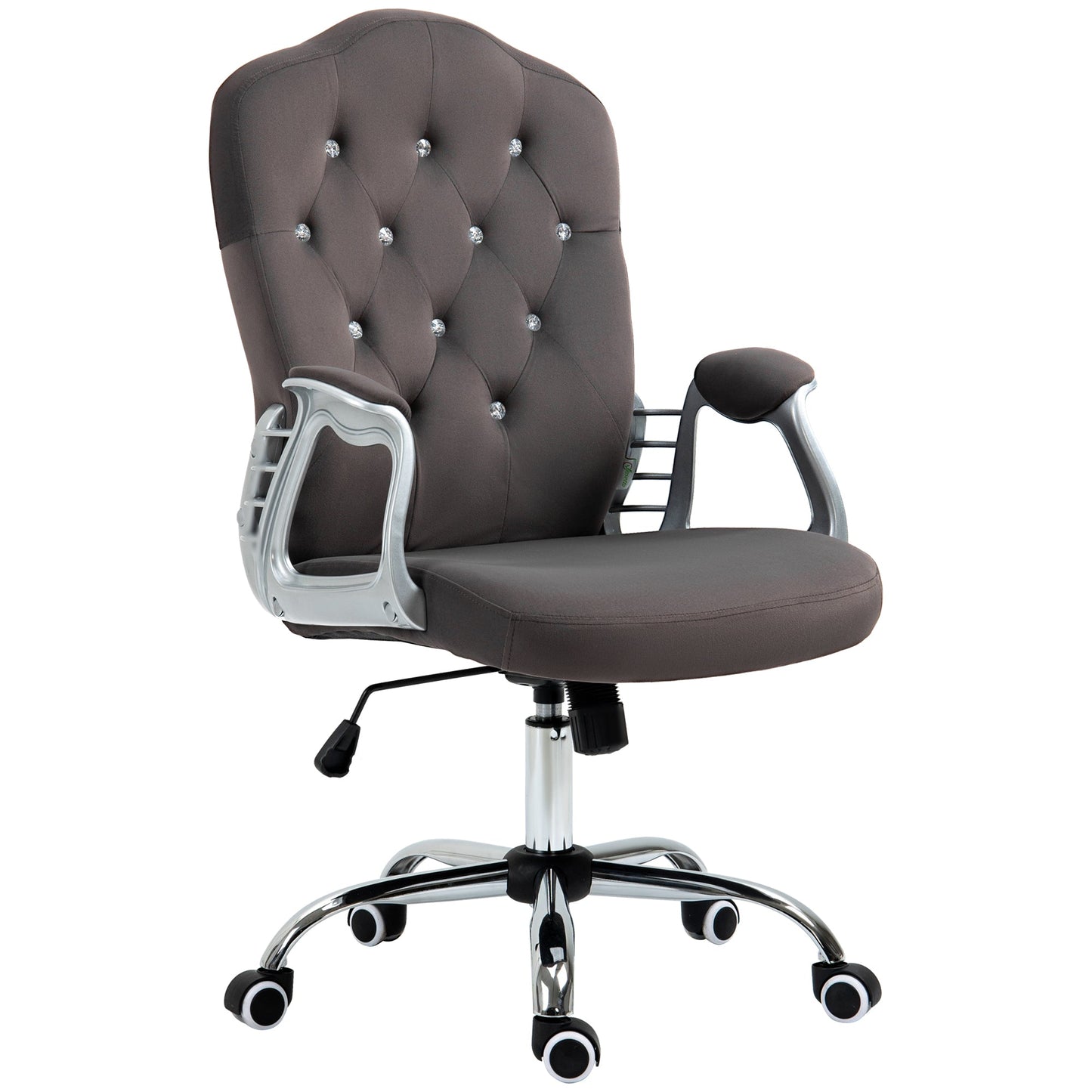 Office Chair, Velvet Computer Chair, Button Tufted Desk Chair with Swivel Wheels, Adjustable Height, Tilt Function, Dark Grey Executive & Manager Chairs Dark Grey  at Gallery Canada