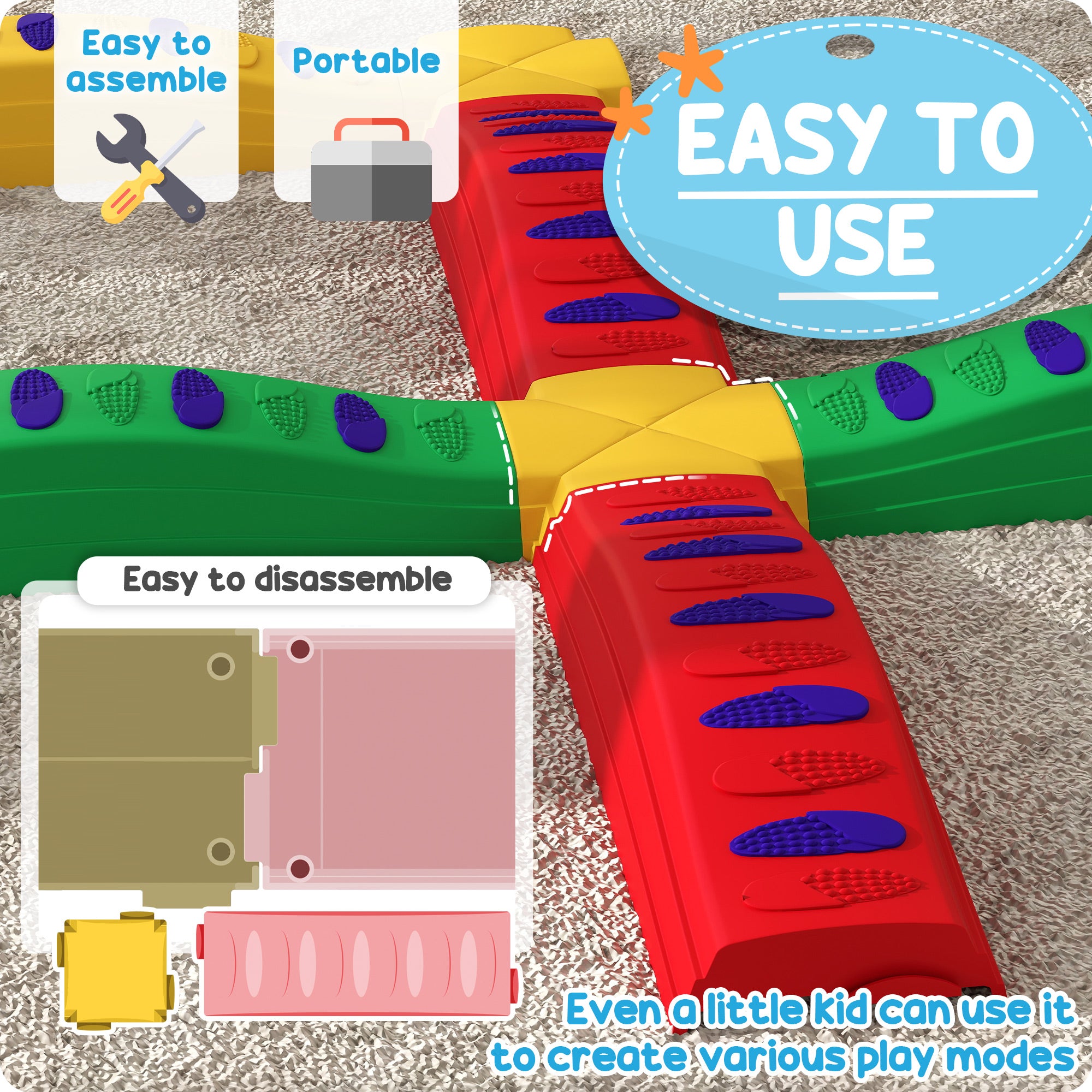 12PCs Balance Beam with Non-Slip Foot Pads for 3-8 Years Baby Gym & Playmats at Gallery Canada