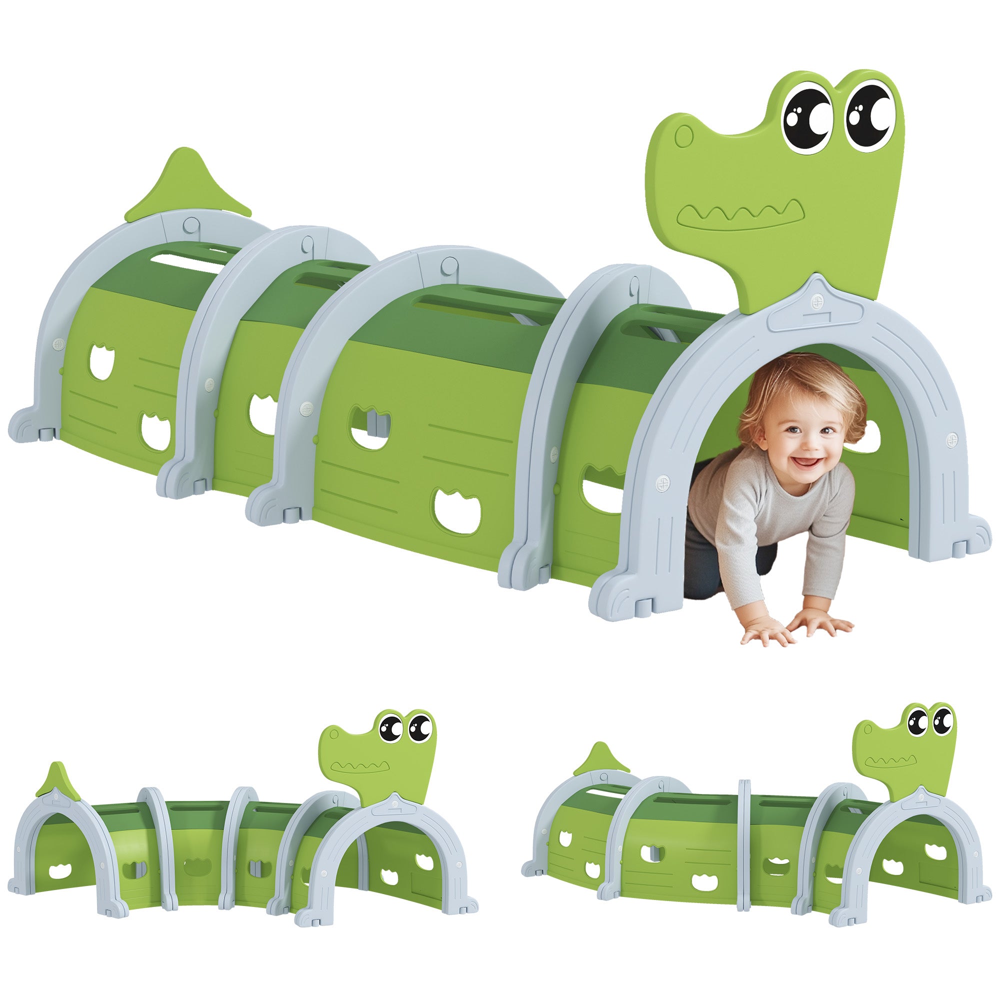 Crocodile Design Tunnel for Kids to Crawl Through, for 3-6 Years, Green Children's Play Tunnels at Gallery Canada