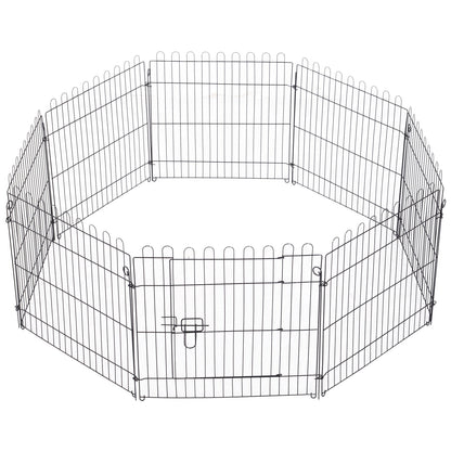 30inch 8-Panel Octagon Pet Exercise Playpen Crate Foldable Dog Cage Pen Puppy Kennel, Black Houses, Kennels & Pens Black  at Gallery Canada