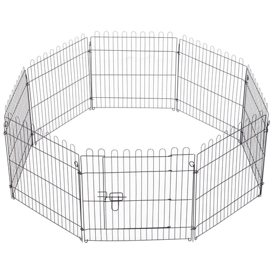 30inch 8-Panel Octagon Pet Exercise Playpen Crate Foldable Dog Cage Pen Puppy Kennel, Black - Gallery Canada
