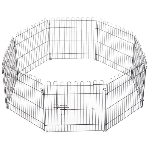 30inch 8-Panel Octagon Pet Exercise Playpen Crate Foldable Dog Cage Pen Puppy Kennel, Black