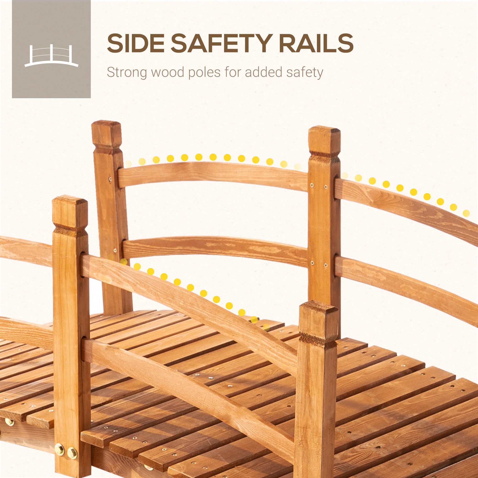 5FT Wooden Garden Bridge Classic Arc Footbridge with Guardrails for Stream Pond Walkway, Orange Garden Bridges at Gallery Canada