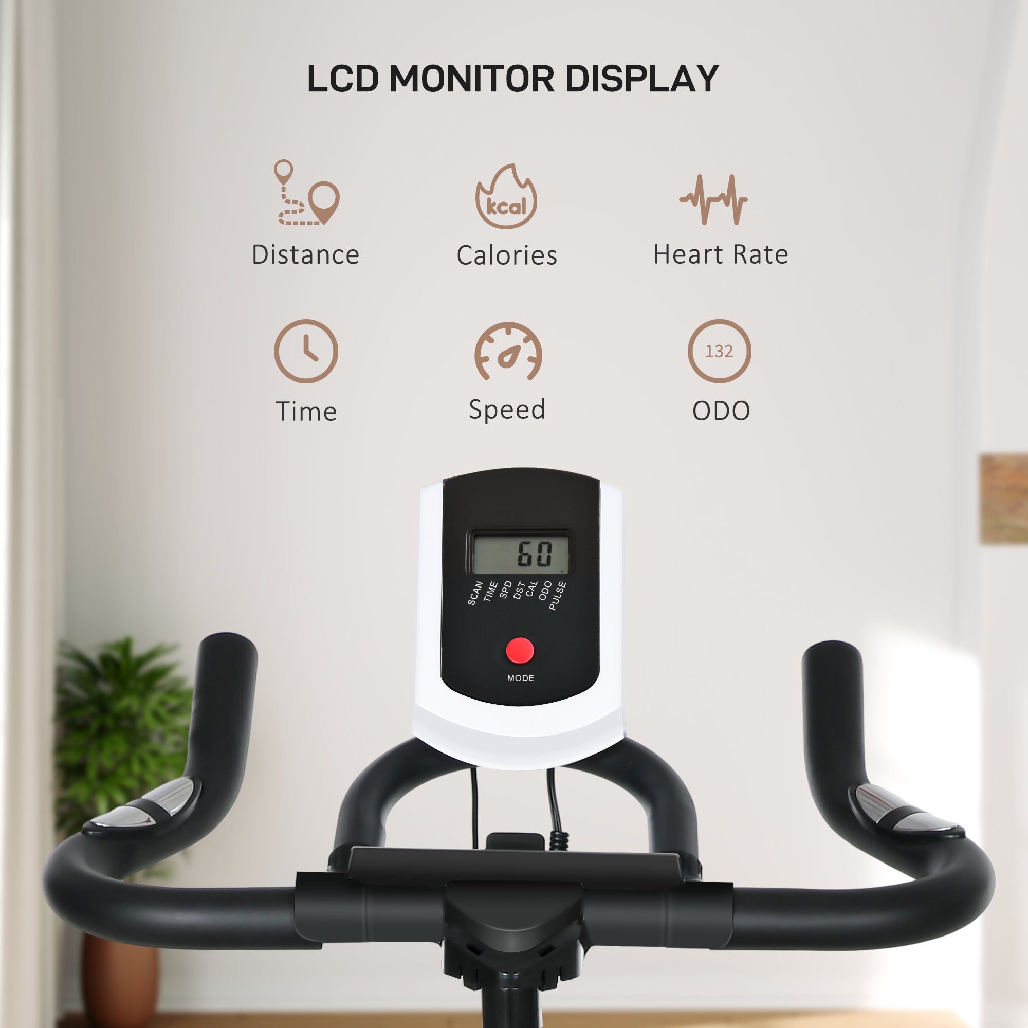 Upright Stationary Exercise Bike, Cardio Workout Training Bicycle w/ Adjustable Resistance LCD Monitor, Orange Exercise & Stationary Bikes at Gallery Canada