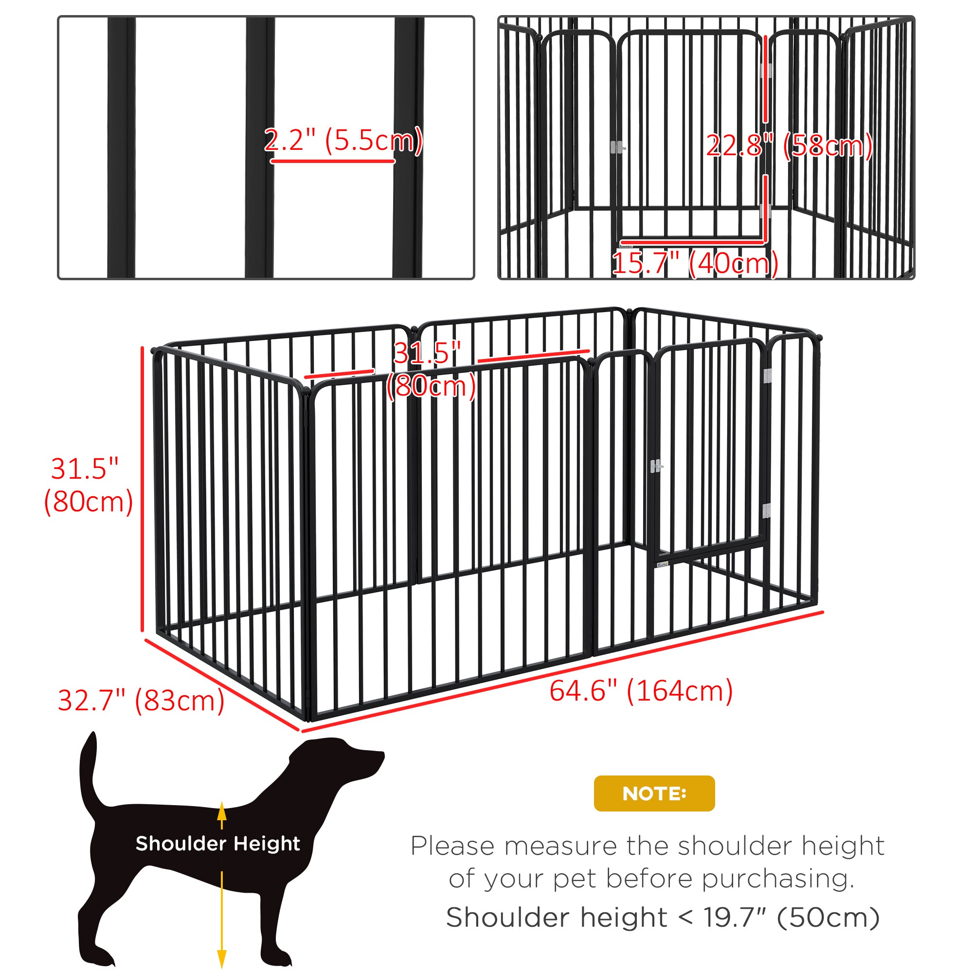 Dog Fence Outdoor 6 Panels 31.5