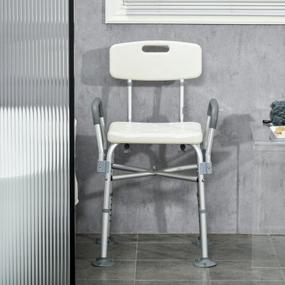 Padded Shower Chair with Back and Arms, 396lbs Capacity, Tool-Free Assembly, White Bath Chairs   at Gallery Canada