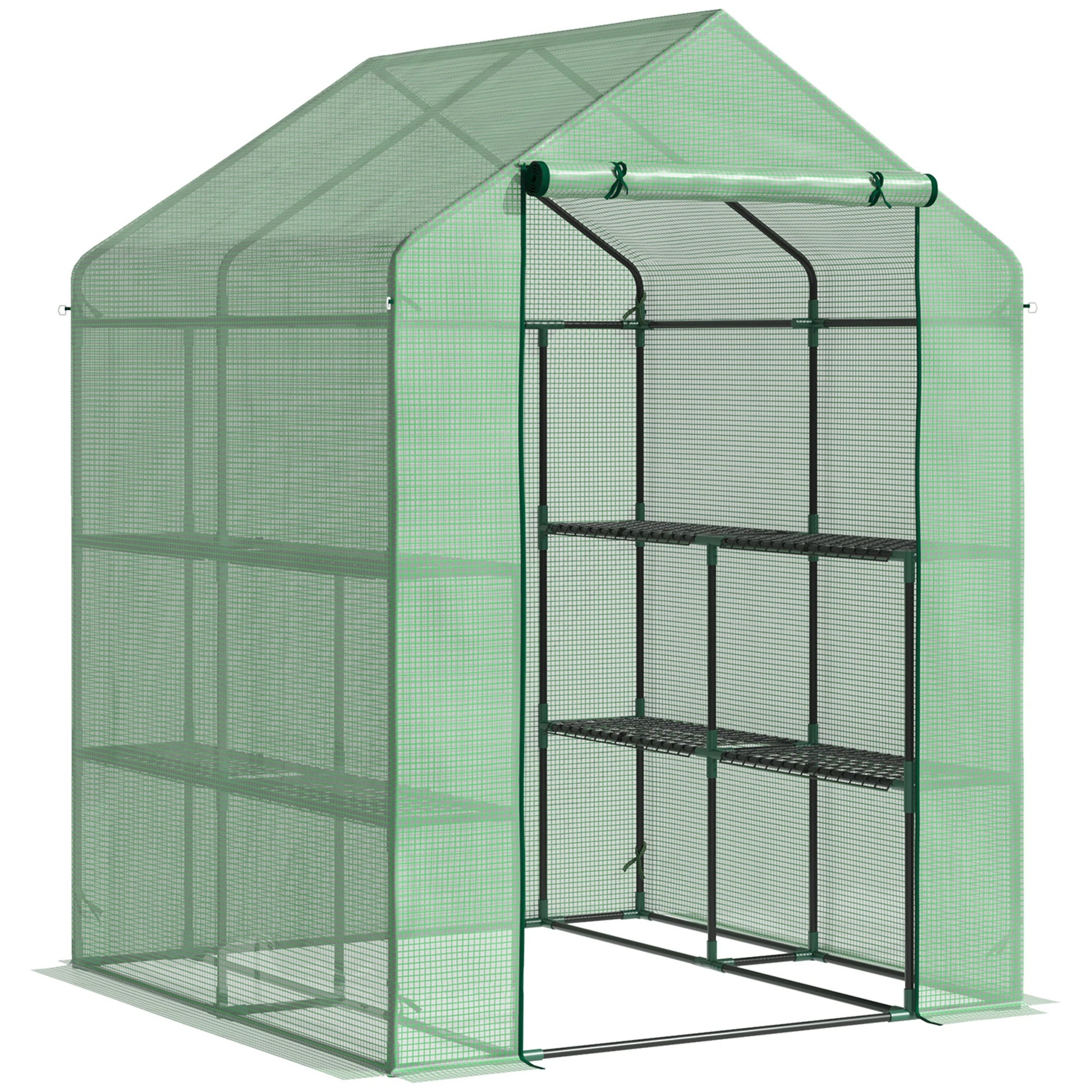 56" x 54" x 74" Walk-in Greenhouse Portable Garden Plant Flower Seed Warm House 8 Shelves Outdoor Plant Growth Hot House PE Cover Green Walk In Greenhouses Green  at Gallery Canada