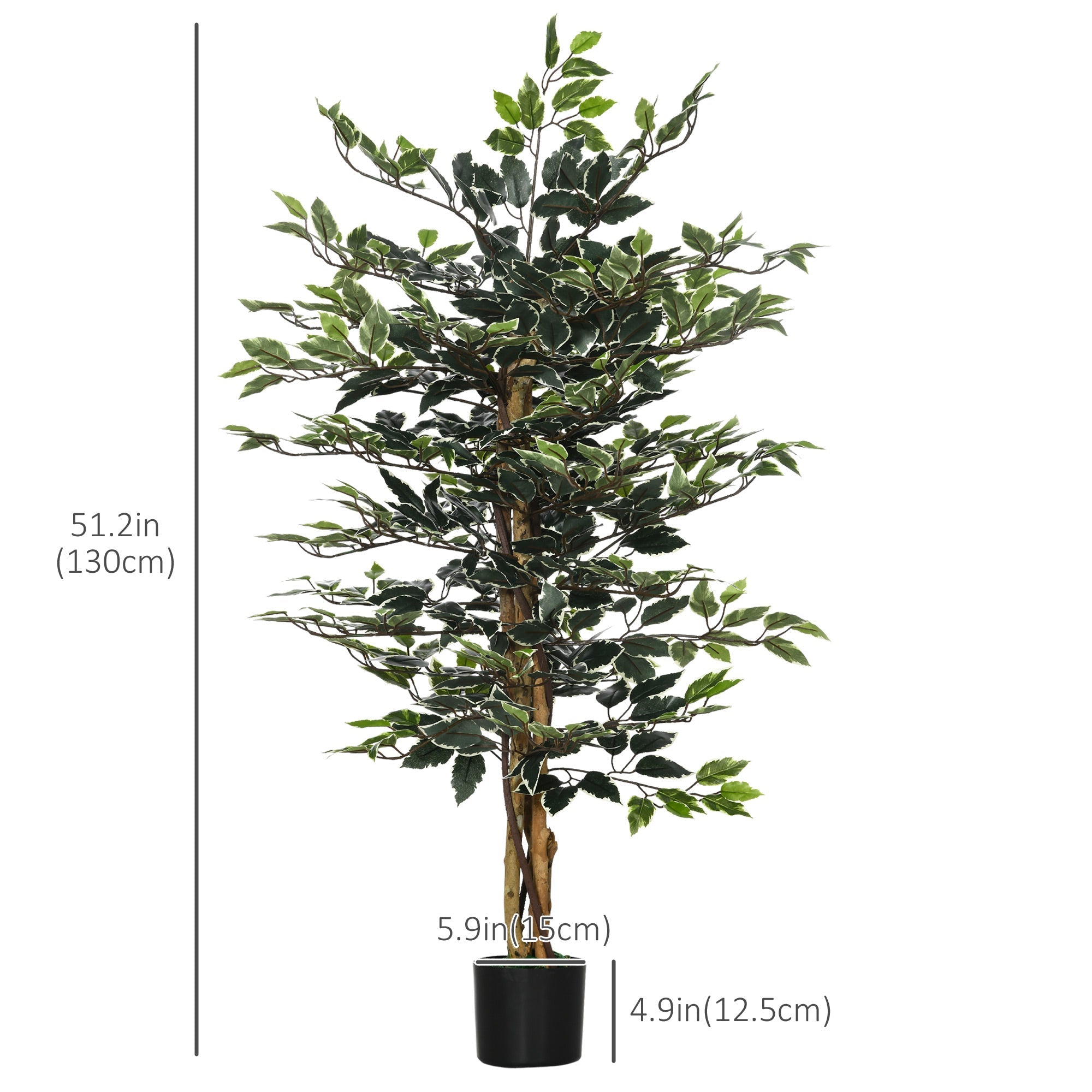 4.3FT Artificial Ficus Tree, Fake Tree with Leaves, Faux Plant in Nursery Pot for Indoor and Outdoor Decoration Artificial Trees   at Gallery Canada