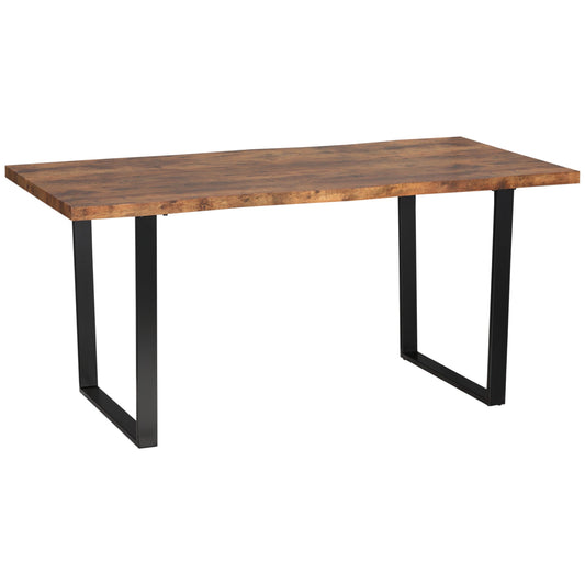 63" Dining Table, Industrial Kitchen Table with Wave-edged Tabletop and Steel Legs for Up to 6 People, Rustic Brown Bar Tables & Dining Tables Multi Colour  at Gallery Canada