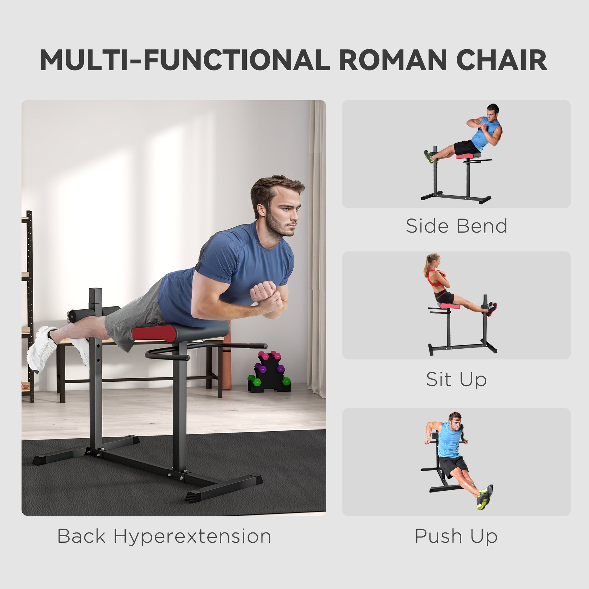 Back Extension Roman Chair, Hyperextension Bench with Adjustable Leg Roller for Back, Abdominal and Gluteal Training Weight Benches   at Gallery Canada