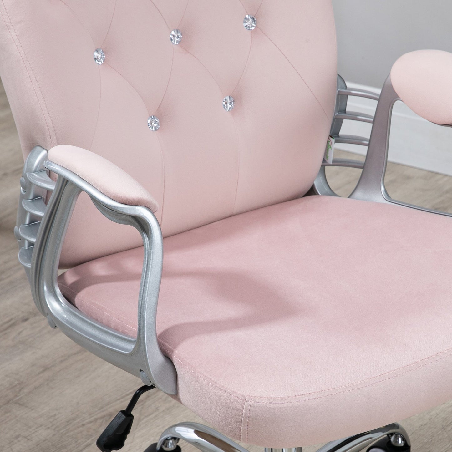 Office Chair, Velvet Computer Chair, Button Tufted Desk Chair with Swivel Wheels, Adjustable Height, Tilt Function, Pink Executive & Manager Chairs   at Gallery Canada