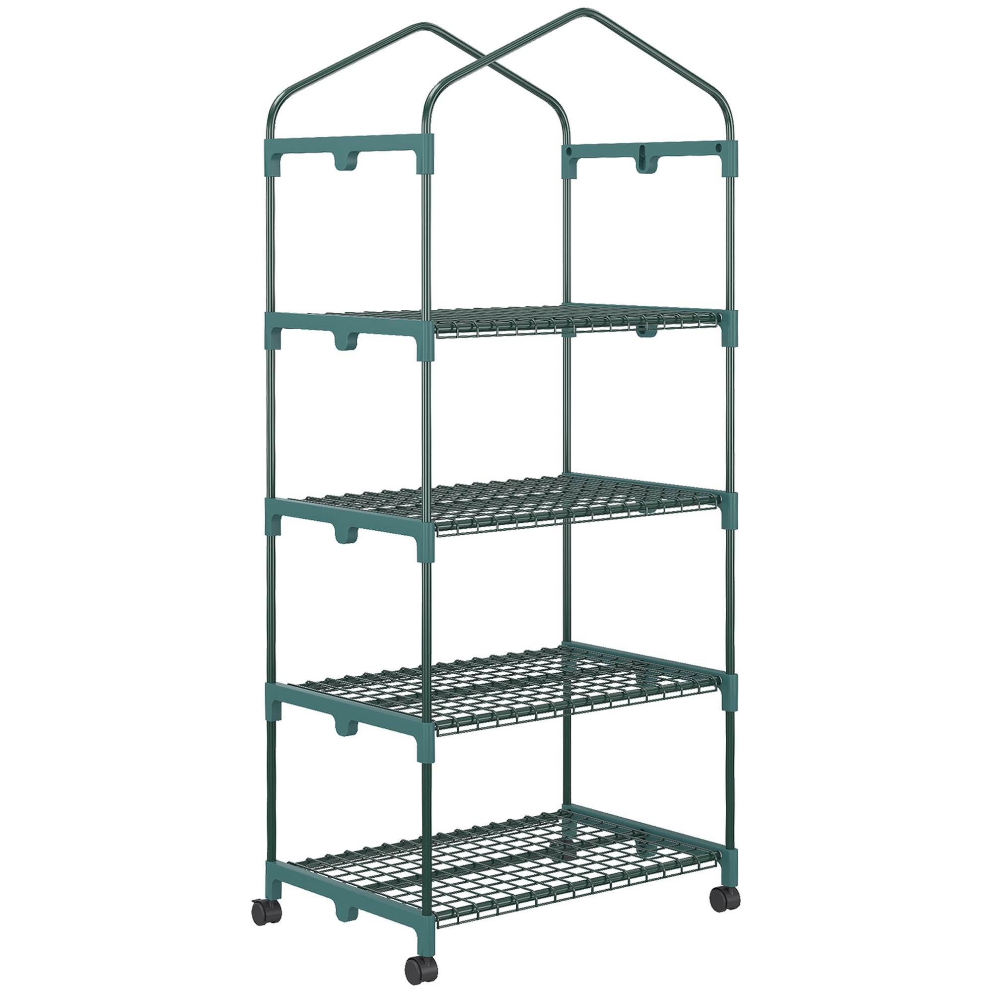 Portable Greenhouse, Outdoor Hot House Plant Flower Greenhouse with 4 Tier Shelves, PE Cover, Green Walk In Greenhouses   at Gallery Canada