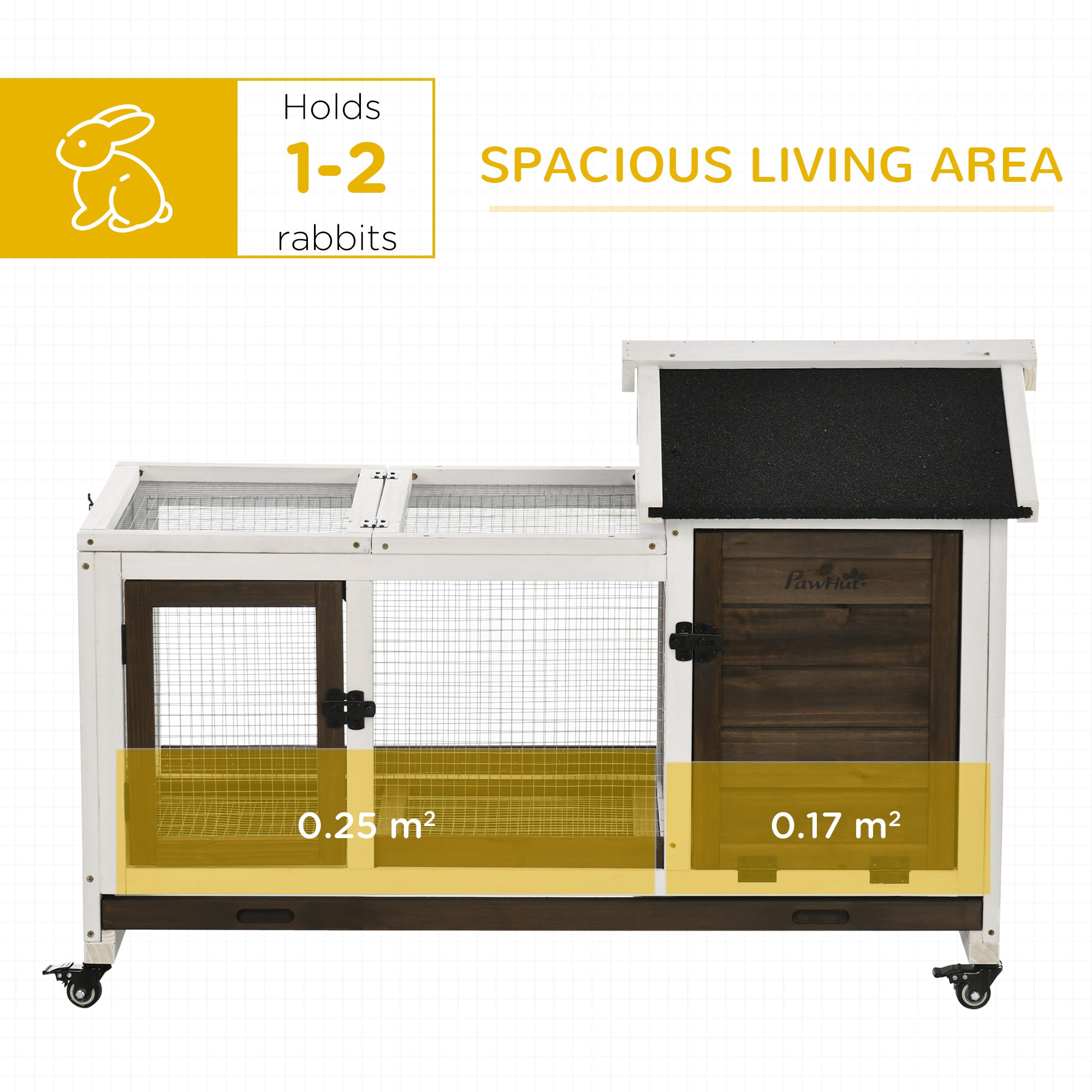 Rabbit Cage with Wheels, Ramp, Run, Tray for Indoor Outdoor, Suitable for Rabbit, Guinea Pig, Coffee Rabbit Hutch at Gallery Canada