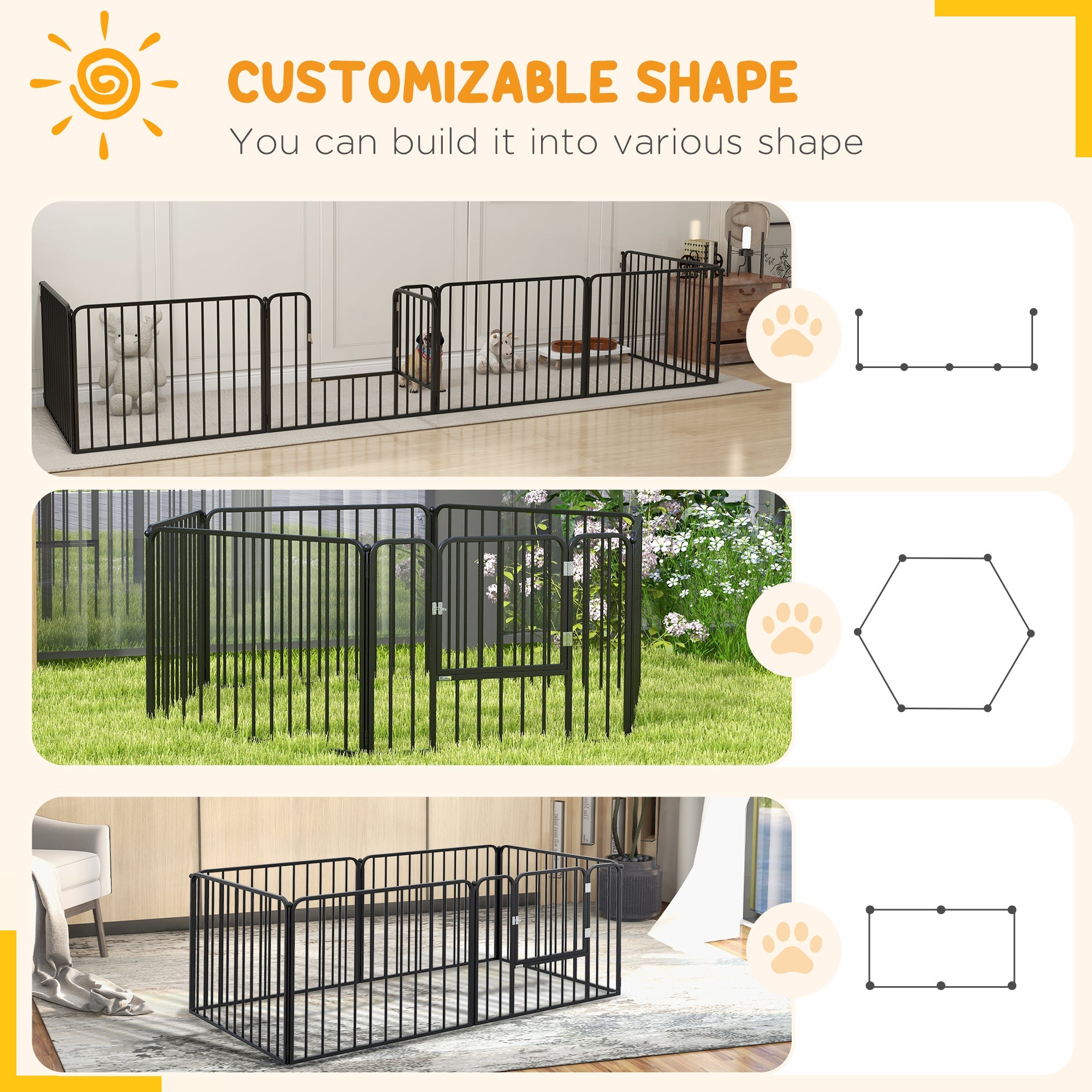 Dog Fence Outdoor 6 Panels 24