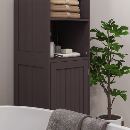 Tall Bathroom Storage Cabinet, Freestanding Tower Cabinet with Adjustable Shelf, 3 Open Shelves, Dark Brown Bathroom Cabinets   at Gallery Canada