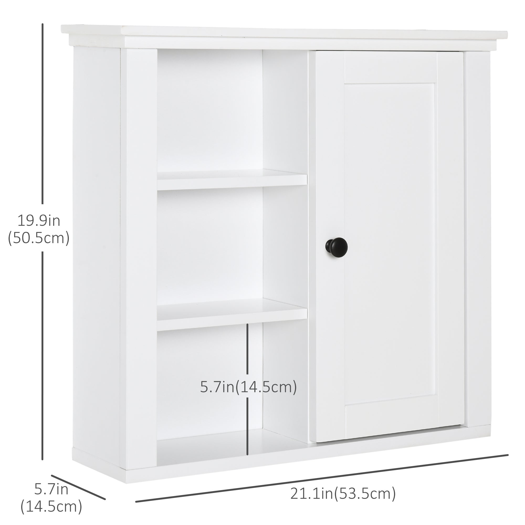 Bathroom Wall Cabinet, Wall Mounted Medicine Cabinet with 3 Open Shelves and Storage Cupboard for Laundry Room, White Wall Mounted Cabinets   at Gallery Canada