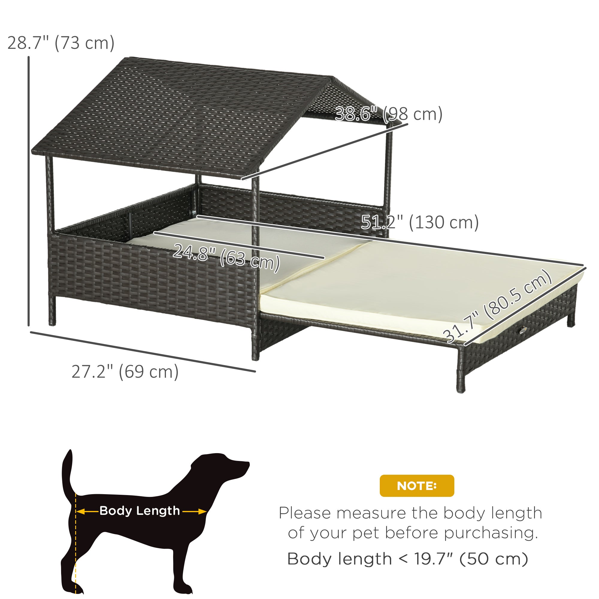 Outdoor Dog House Extendable Wicker Dog Bed with Soft Cushion Washable Cover, for Small and Medium Dogs, Cream White Houses, Kennels & Pens at Gallery Canada