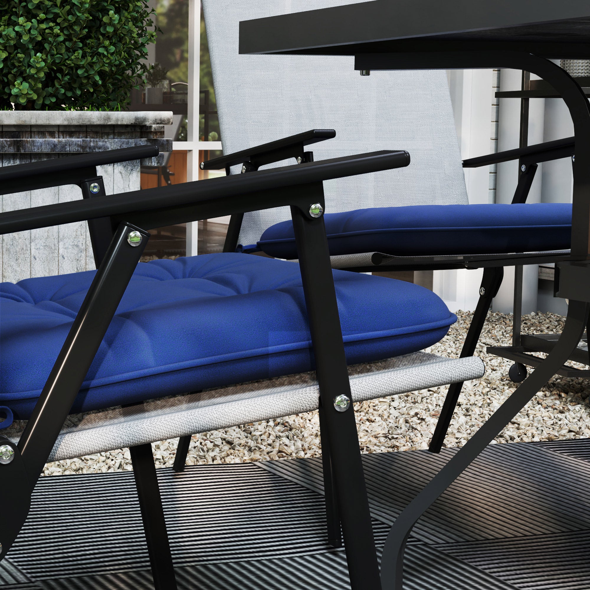 6-Piece Seat Cushion Replacement, Outdoor Patio Chair Cushions Set with Ties, Button Tufted, Dark Blue Patio Chair Cushions at Gallery Canada