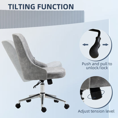 Mid-Back Home Office Chair, Height Adjustable Task Chair with 360 Degree Swivel, Light Grey Task Chairs   at Gallery Canada