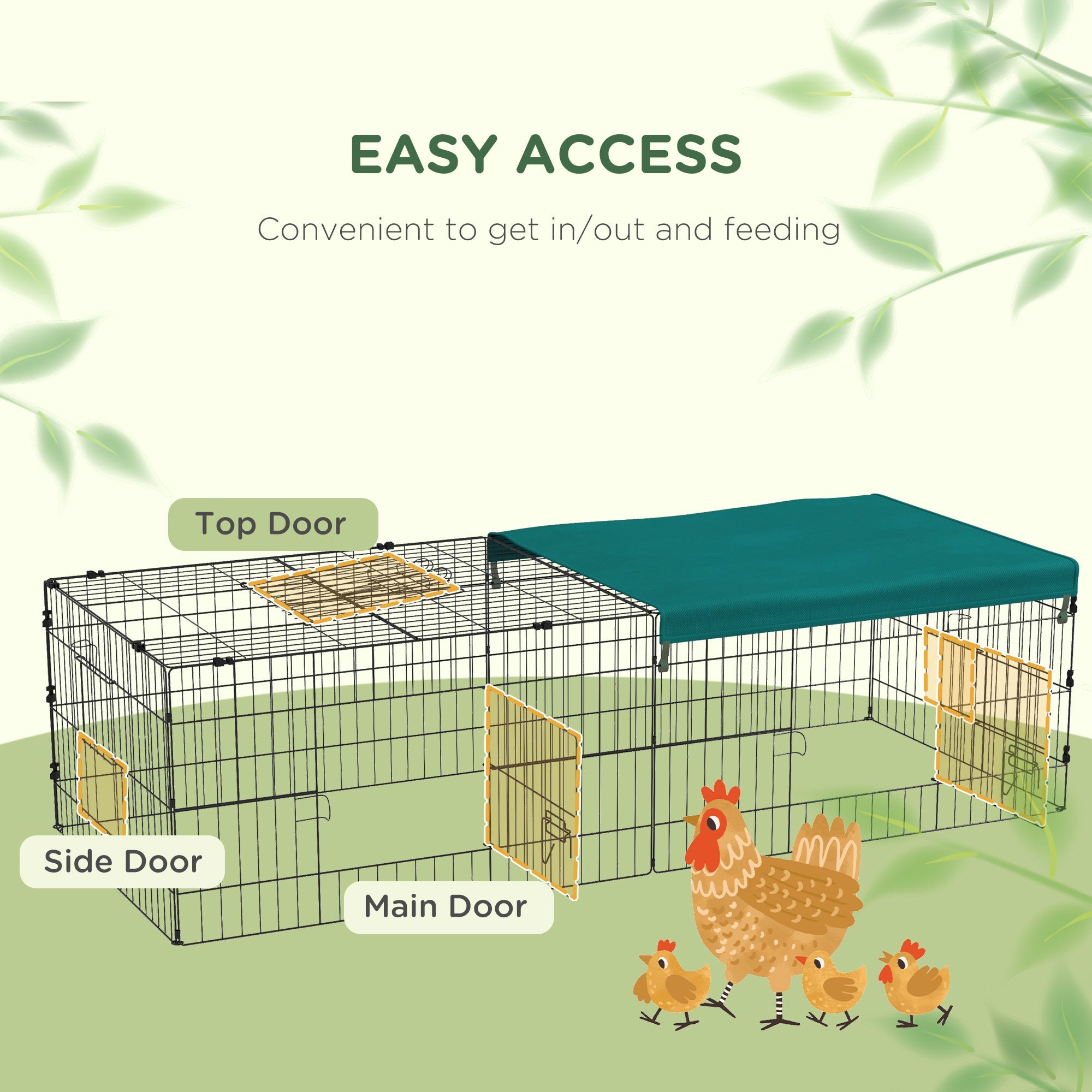 Small Animal Cage with Roof, Indoor/Outdoor Use, for Chicken, Rabbits, Chinchillas, 73