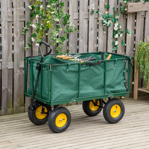 342L Utility Wagon Cart with Removable Mesh Sides to Convert into Flatbed for Beach Lawn Yard