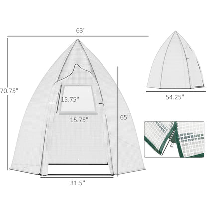 63" x 54" x 71" Greenhouse Portable Hot House for Plants with Zipper Door and Mesh Window for Outdoor, Garden, Patio, White Portable Greenhouses   at Gallery Canada