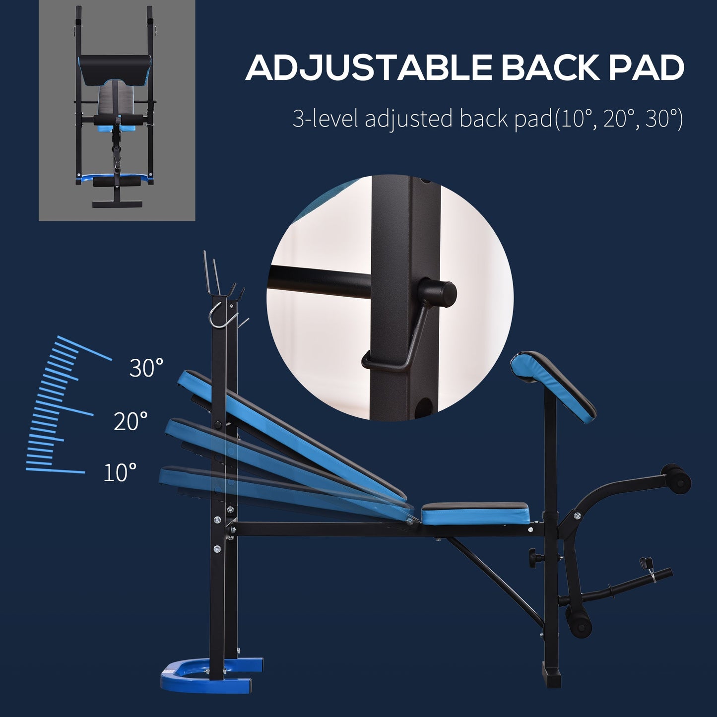 Multifunctional Adjustable Weight Bench with Barbell Rack and Leg Developer, Black Weight Benches   at Gallery Canada