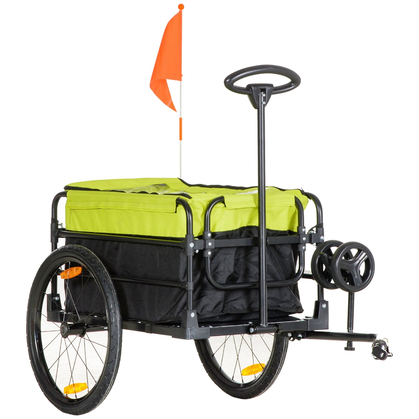 Bike Cargo Trailer &; Wagon Cart, Multi-Use Garden Cart with Removable Box, 20'' Big Wheels, Reflectors, Hitch and Handle, Yellow Bike Cargo Trailers Black and Yellow  at Gallery Canada