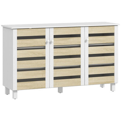 Shoe Cabinet with 3 Slatted Doors, 3-tier Shelving Rack Cabinet with Adjustable Shelves for 15 Pairs of Shoes, White Shoe Storage Cabinets & Racks   at Gallery Canada