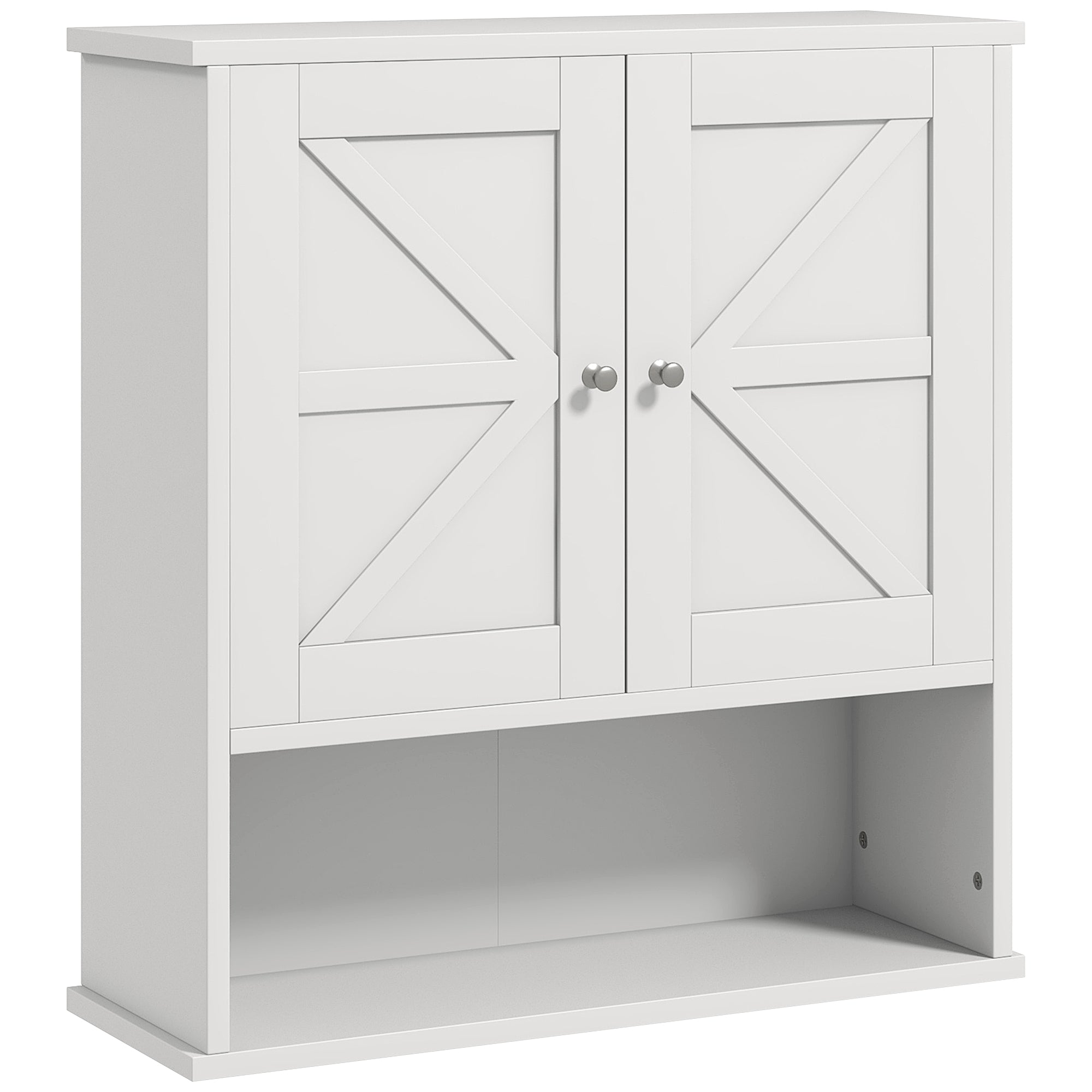 Farmhouse Bathroom Medicine Cabinet, Wall Cabinet with Barn Doors, and Adjustable Shelf for Laundry Room, White Bathroom Cabinets at Gallery Canada