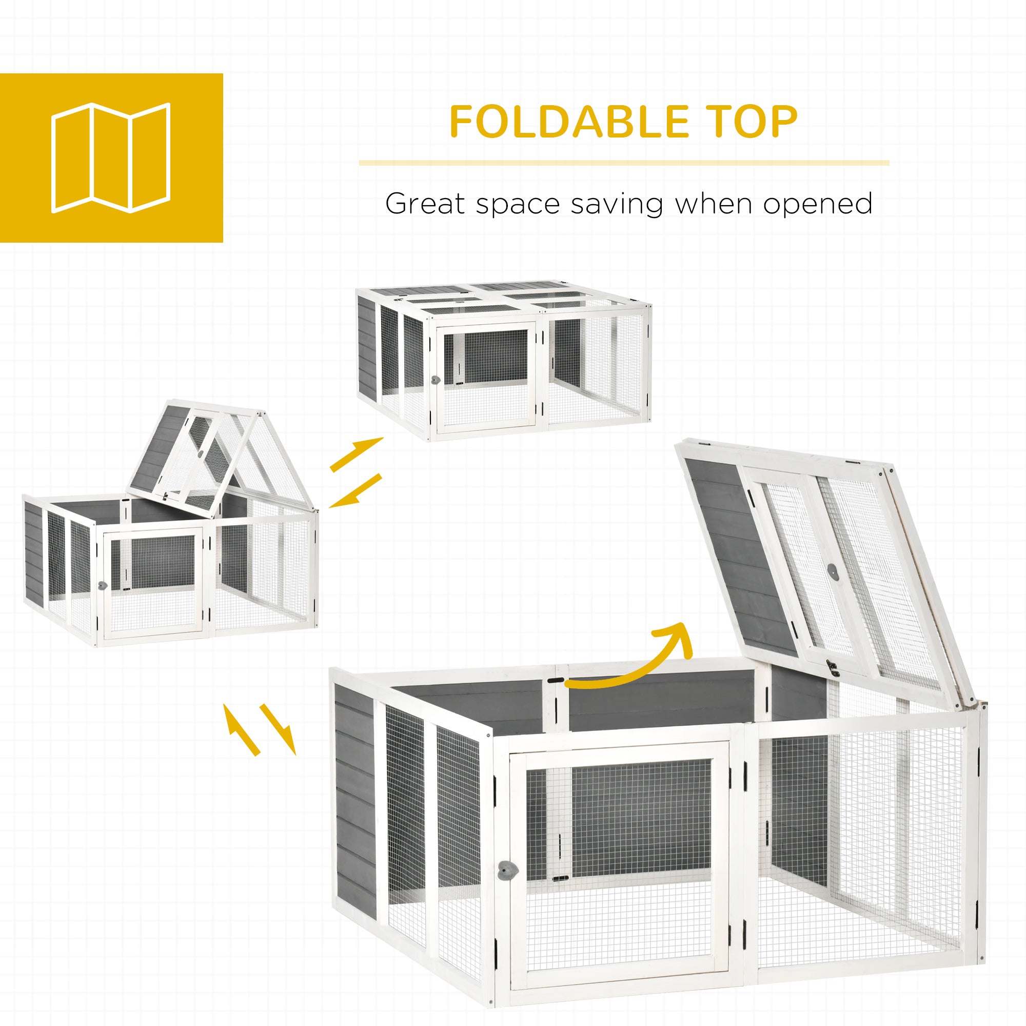 Rabbit Hutch with Openable Foldable Top, Door, for 1-4 Rabbits, for Outdoor, Backyard, Garden, Grey Rabbit Hutch at Gallery Canada
