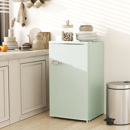 Retro Mini Fridge, 3.1 Cu. Ft Single Door Compact Refrigerator with Adjustable Thermostat, 2 Glass Shelves, Green