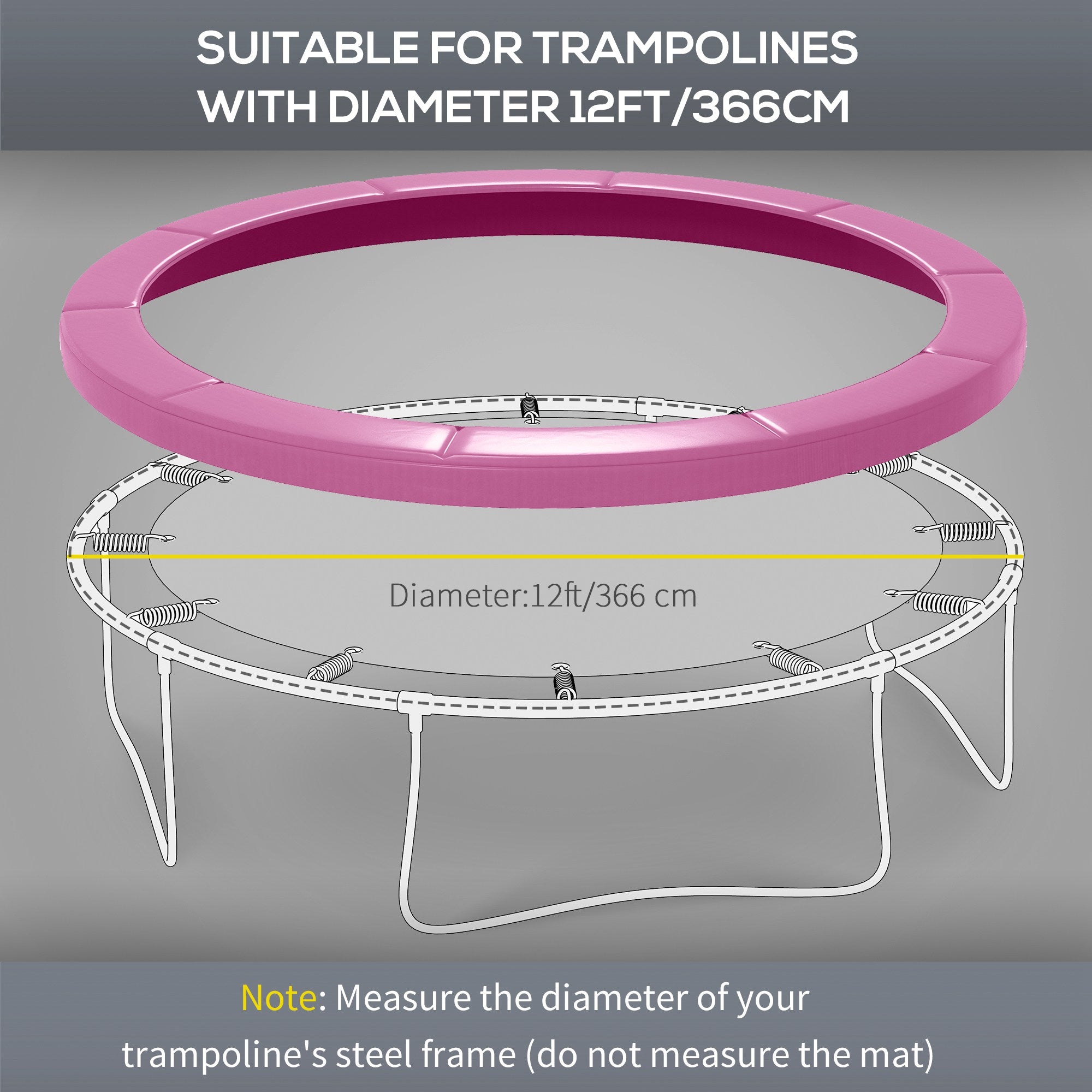 12FT Trampoline Spring Cover, Trampoline Pad Replacement, Waterproof and Tear-Resistant, All-Weather Trampoline Accessories, Pink Trampolines at Gallery Canada