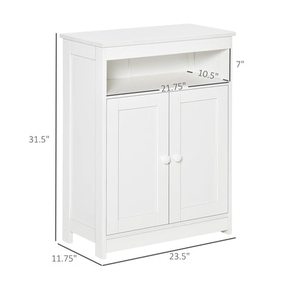 Accent Cabinet, Wood Free Standing Storage Organizer with Double Doors and Adjustable Shelf for Living Room, Kitchen, White Bathroom Cabinets   at Gallery Canada