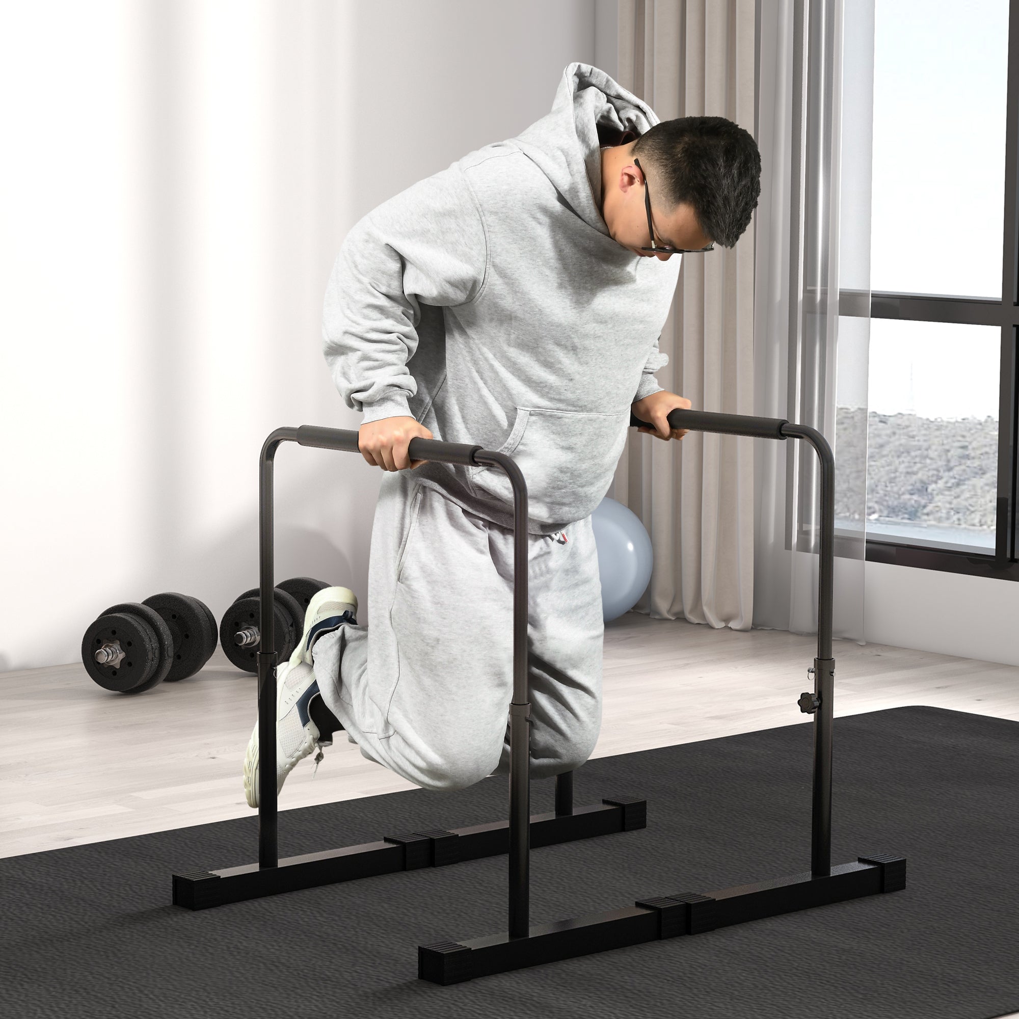 Push Up Bars, Adjustable Dip Station Parallel Bars with 4 Height Levels for Home Gym Fitness Workout More-Strength Training Equipment at Gallery Canada