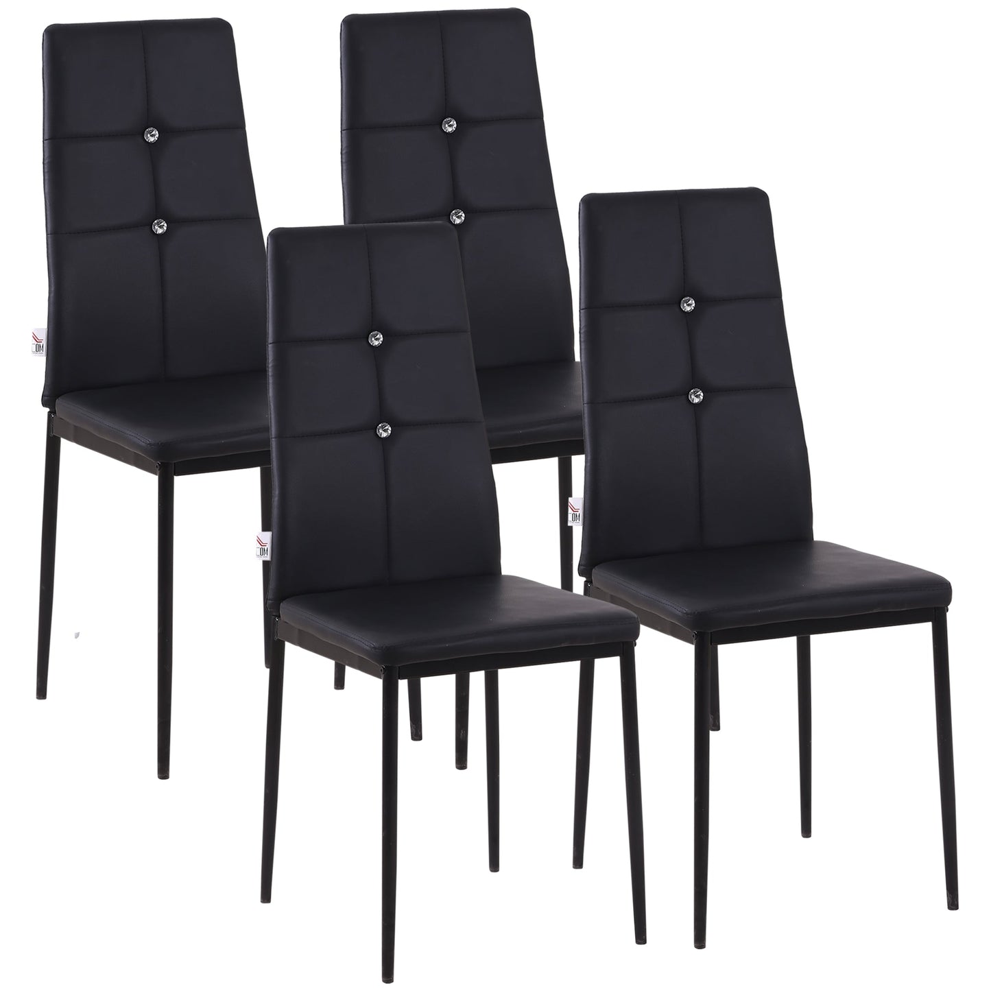 Set of 4 Modern Button Tufted High Back Dining Chairs with Steel Legs, Black Bar Stools Black  at Gallery Canada