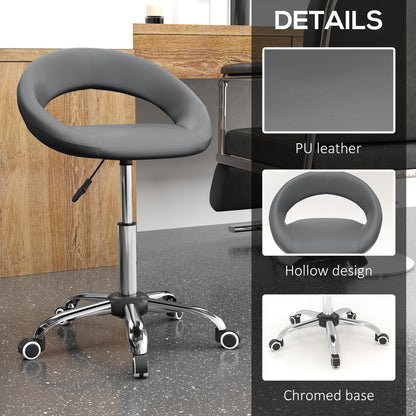 Modern Hydraulic Moon Salon Stool Rolling Swivel Chair Massage Spa Tattoo Pub Bar Stool, Grey Salon Stools   at Gallery Canada