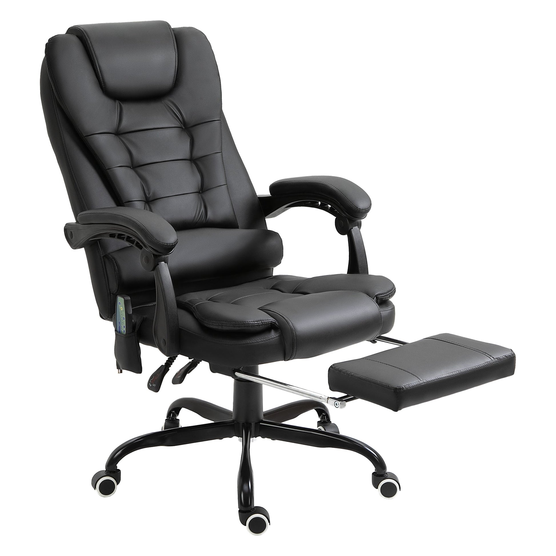 7-Point Vibrating Massage Chair, Reclining Office Chair with Footrest, Reclining Back, Adjustable Height, Black Massage Chairs Black  at Gallery Canada