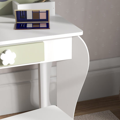 Kids Makeup Vanity Set with Stool, Mirror, Drawer, Storage Boxes, White Toy Vanity   at Gallery Canada