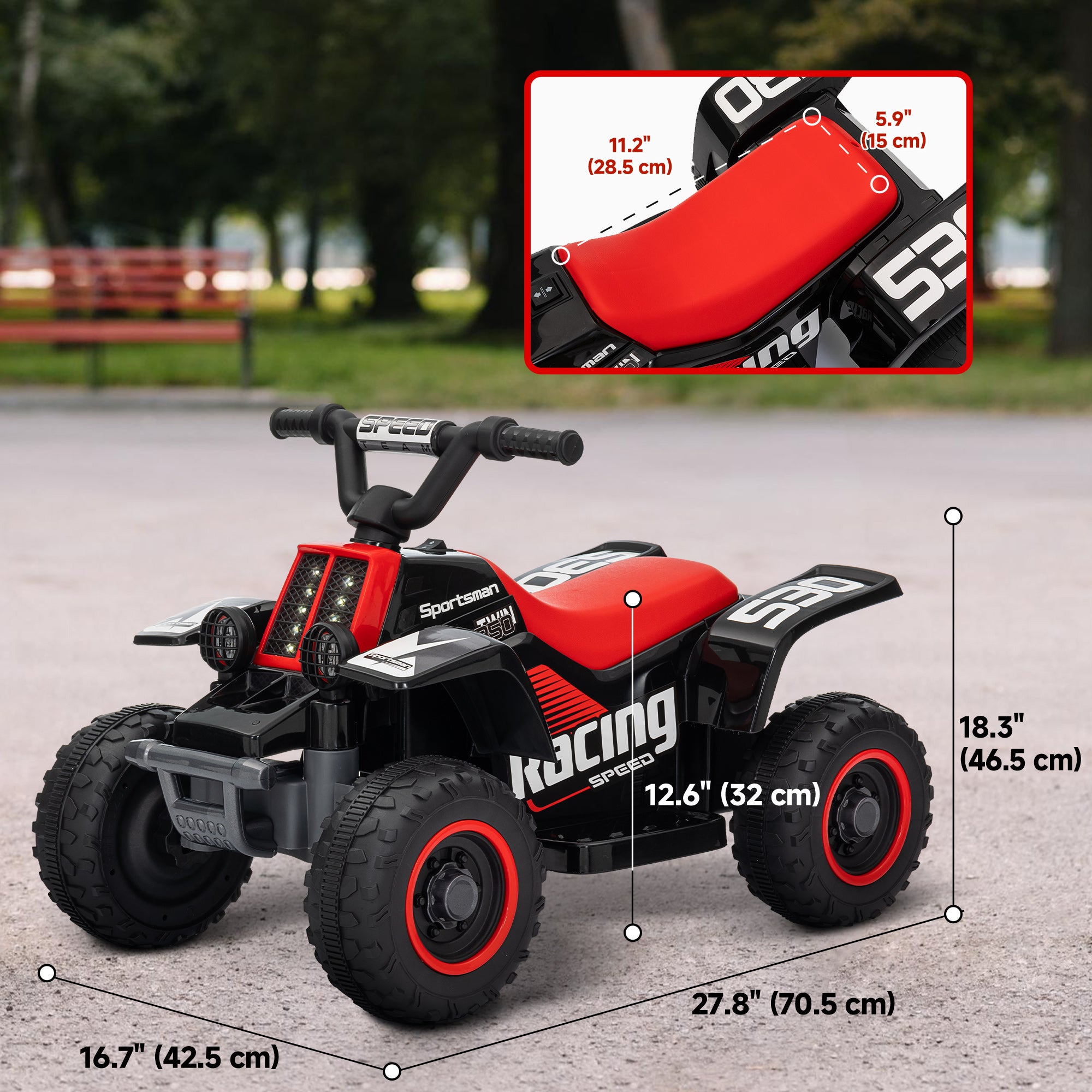 6V Kids ATV Quad, 4 Wheeler Battery Powered Electric Ride on Car w/ Lights, Forward Backward, for 3-6 Years, Black Electric Toy Cars   at Gallery Canada