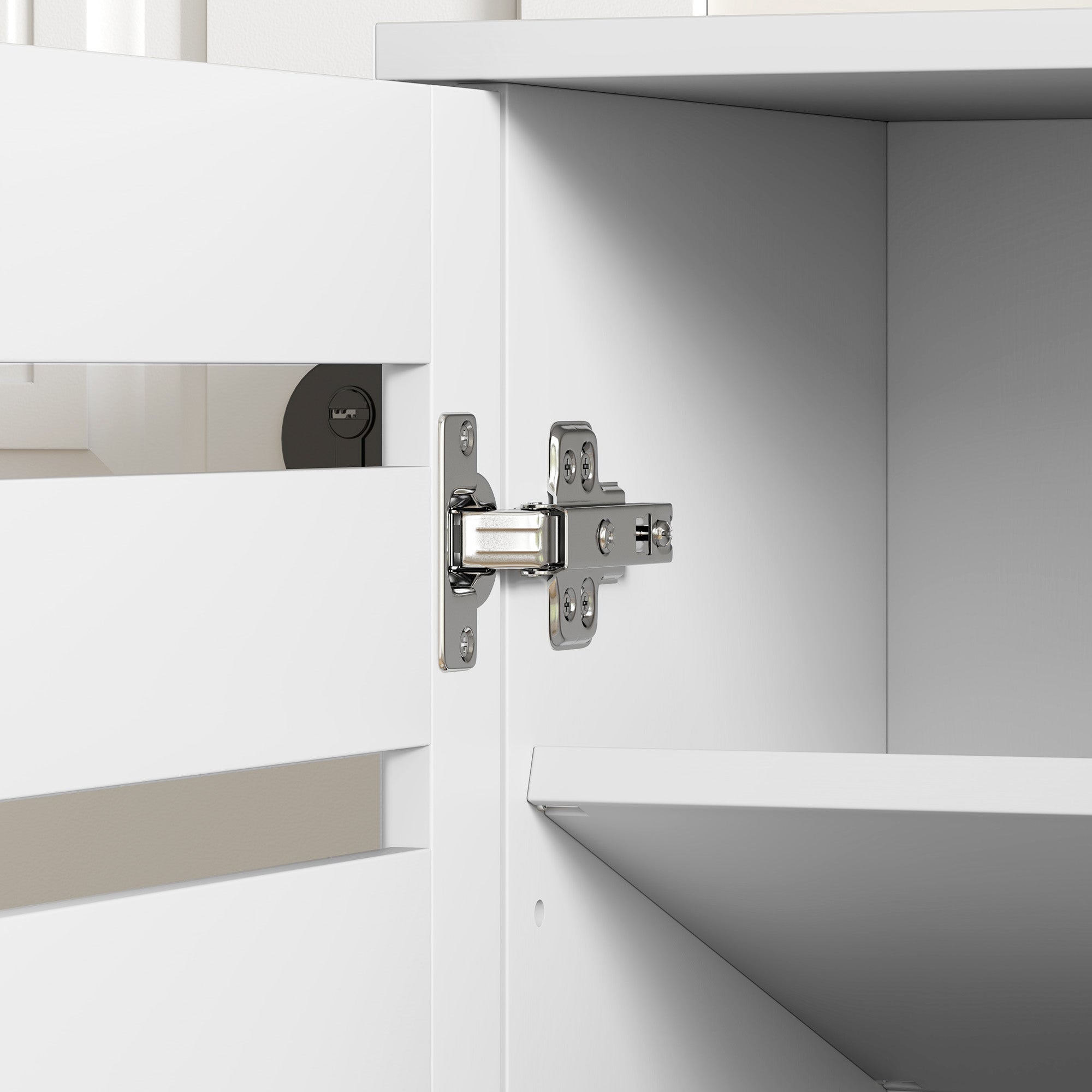 Narrow Shoe Cabinet with Slatted Doors, Adjustable Shelves for 20 Pairs of Shoes, Shoe Cabinet for Entryway, White Shoe Storage Cabinets & Racks at Gallery Canada