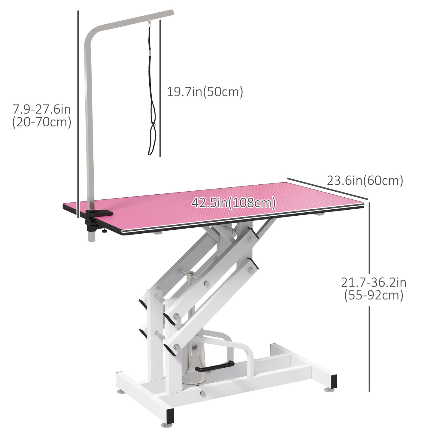 Pet Grooming Table, Height Adjustable Dog Grooming Table with Arm, Noose and Non-Slip Grooming Table, Pink Dog Grooming Tables   at Gallery Canada