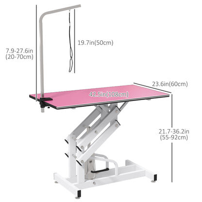 Pet Grooming Table, Height Adjustable Dog Grooming Table with Arm, Noose and Non-Slip Grooming Table, Pink Dog Grooming Tables   at Gallery Canada