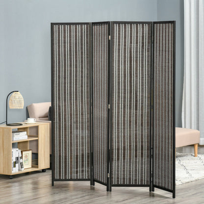 4 Panel Room Divider, 6 Ft Tall Indoor Portable Folding Privacy Screens, Bamboo Hand-Woven Freestanding Partition Wall Divider for Home Office, Brown Room Dividers   at Gallery Canada