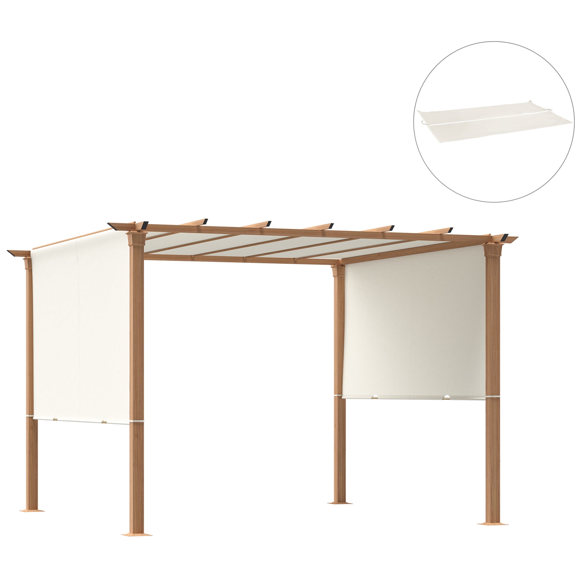 2 Piece Retractable Pergola Canopy Replacement for 9.8' x 9.8' Pergola, Pergola Shade Cover with Weight Rods, Beige Gazebo Canopy Replacement Beige at Gallery Canada