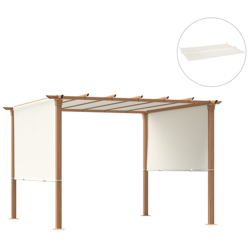 2 Piece Retractable Pergola Canopy Replacement for 9.8' x 9.8' Pergola, Pergola Shade Cover with Weight Rods, Beige
